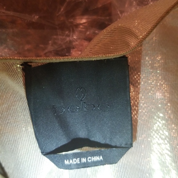 Bebe Gold sheer dress with gold beading - Picture 5 of 7